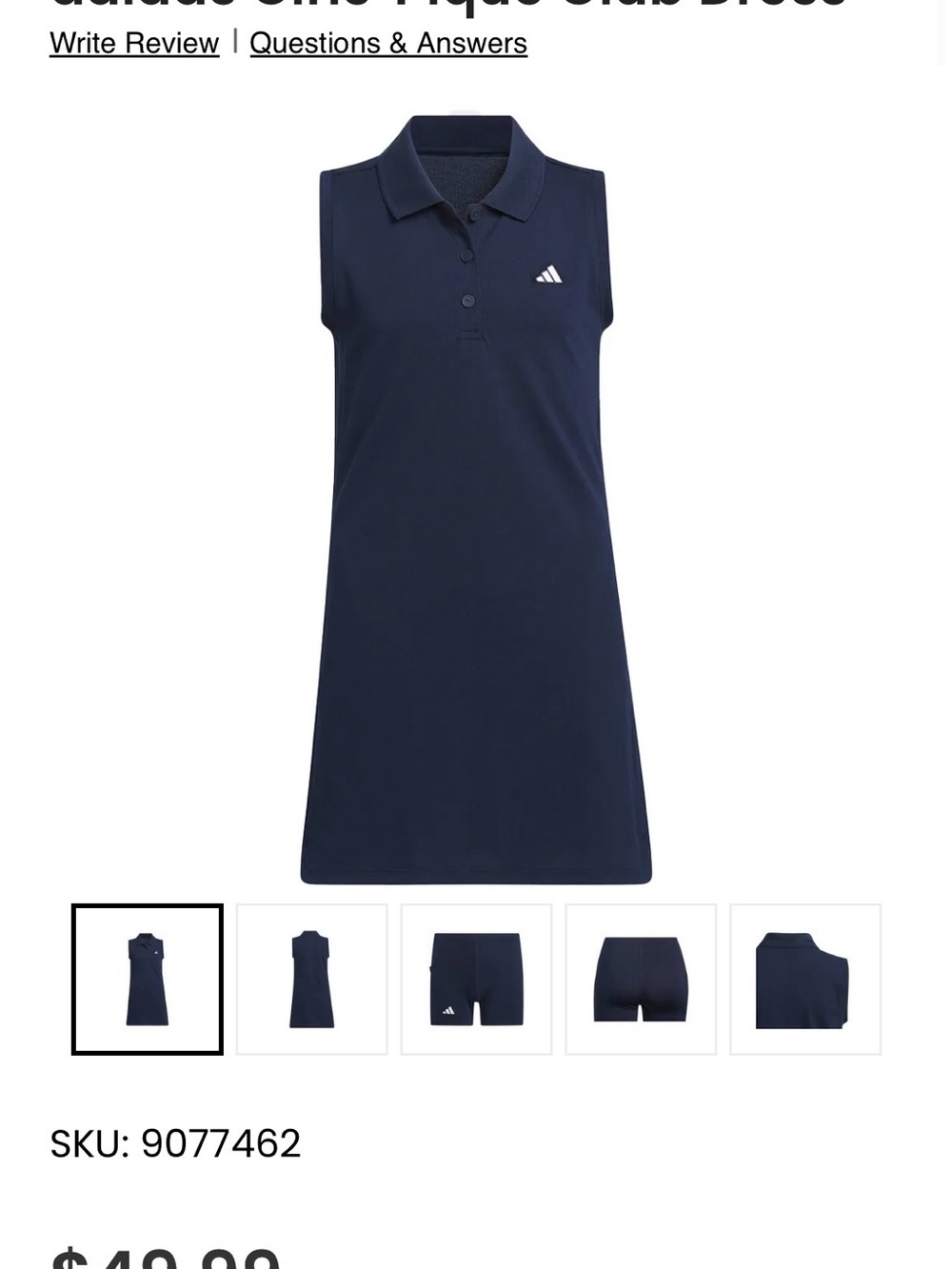 adidas black Sleeveless golf Dress for Kids
